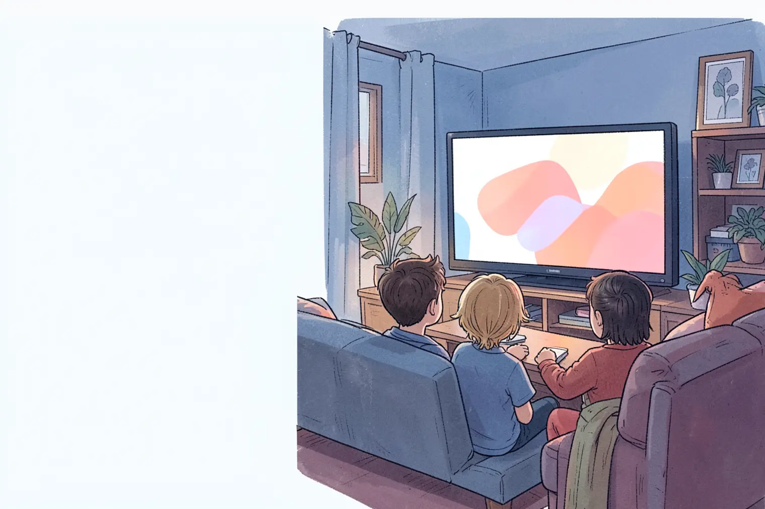Illustration d’une famille regardant la télévision ensemble